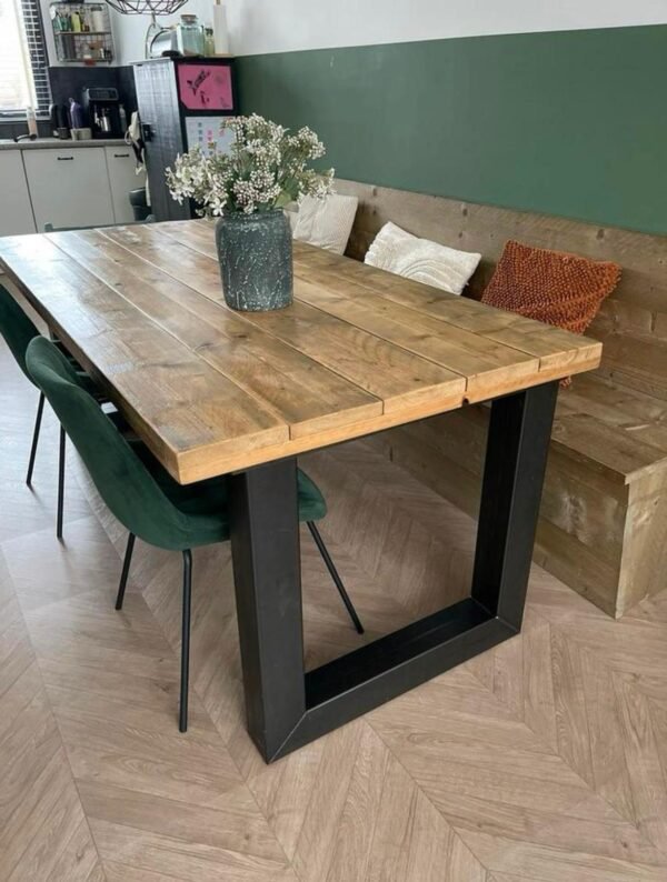 Steigerhout Eettafel met  U-Onderstel - Afbeelding 3