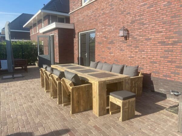 Steigerhout Natuursteen Tuinset - Afbeelding 2