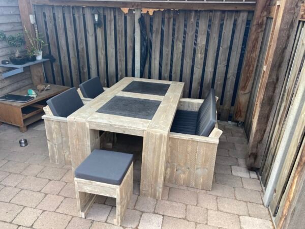 Steigerhout Natuursteen Tuinset - Afbeelding 3