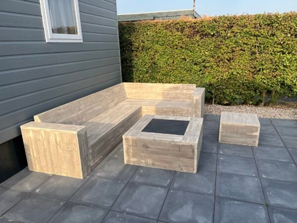 Steigerhout Hoekbank - Natuursteen - Afbeelding 3