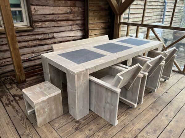 Steigerhout Natuursteen Tuinset