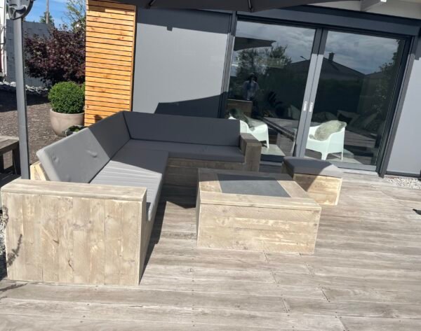 Steigerhout Hoekbank - Natuursteen - Afbeelding 2