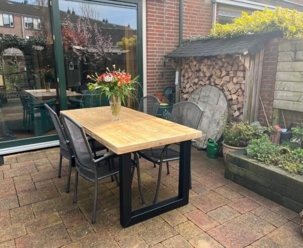 Steigerhout Tuintafel met U-Onderstel - Afbeelding 2