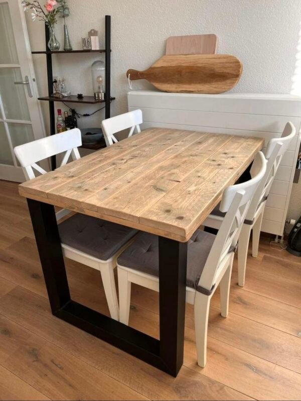 Steigerhout Eettafel met  U-Onderstel - Afbeelding 2