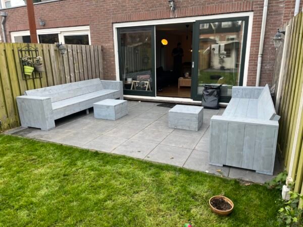Steigerhout Loungeset - 2 banken met open onderkant - Afbeelding 2