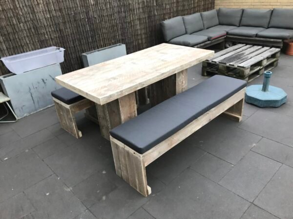 Steigerhout Picnick Tuinset met blokonderstel