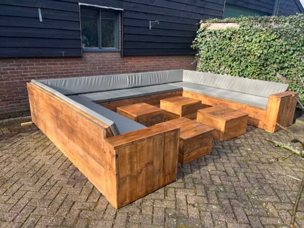 Steigerhout Hoekbank U-bank - Afbeelding 2