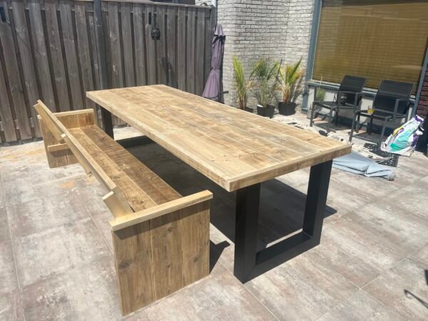 Steigerhout Tuintafel met U-Onderstel - Afbeelding 3