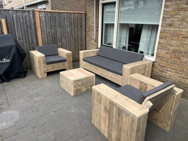 Steigerhout Loungeset - 1 bank 2 loungestoelen - Afbeelding 2